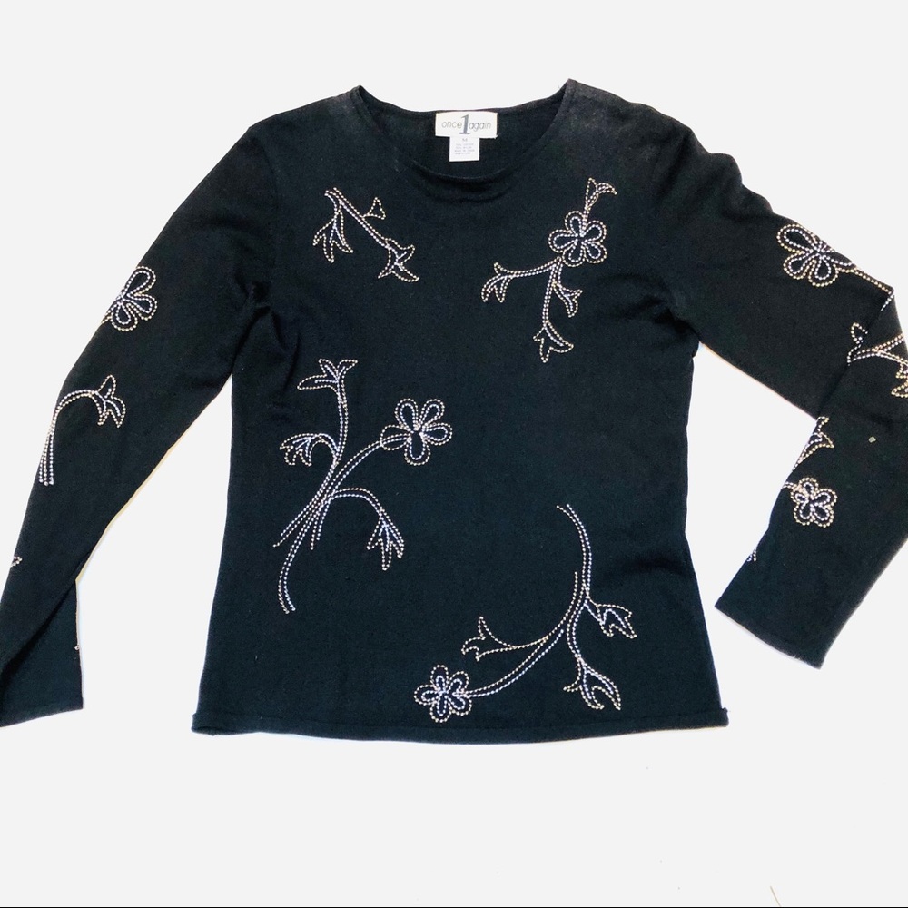 Once1Again women’s pullover top sz M dressy Black